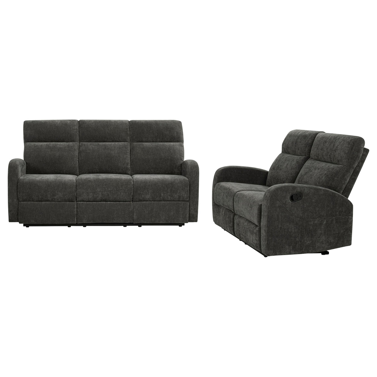 Hamilton Charcoal Grey 2-piece Chenille Manual Reclining Sofa Set from Coaster - Luna Furniture