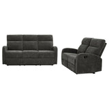 Hamilton Charcoal Grey 2-piece Chenille Manual Reclining Sofa Set from Coaster - Luna Furniture