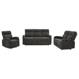Hamilton Charcoal Grey 3-piece Chenille Manual Reclining Sofa Set from Coaster - Luna Furniture