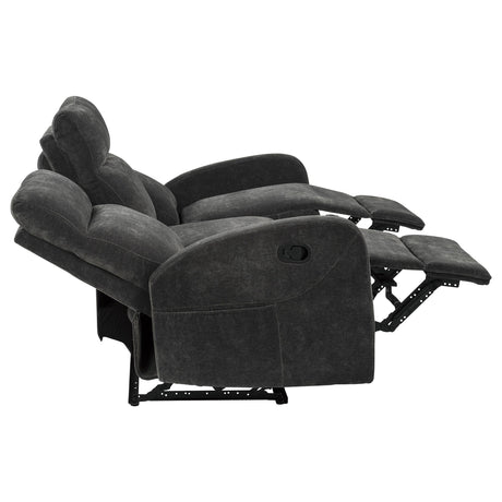 Hamilton Charcoal Grey Chenille Upholstered Manual Reclining Sofa from Coaster - Luna Furniture