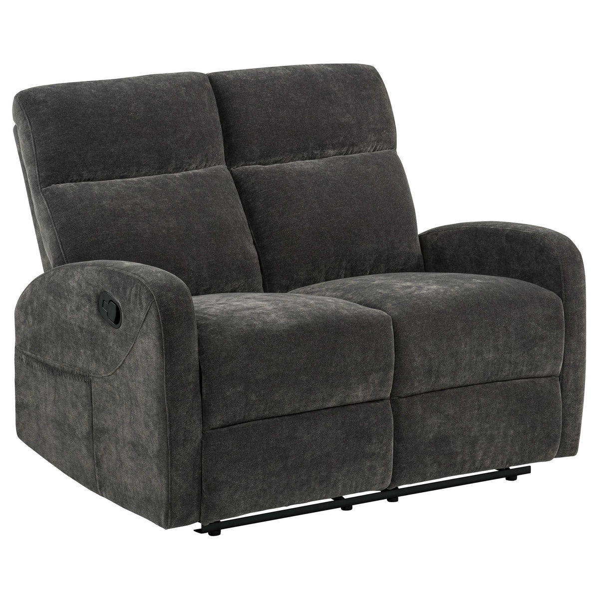 Hamilton Charcoal Grey Chenille Upholstered Manual Reclining Loveseat from Coaster - Luna Furniture