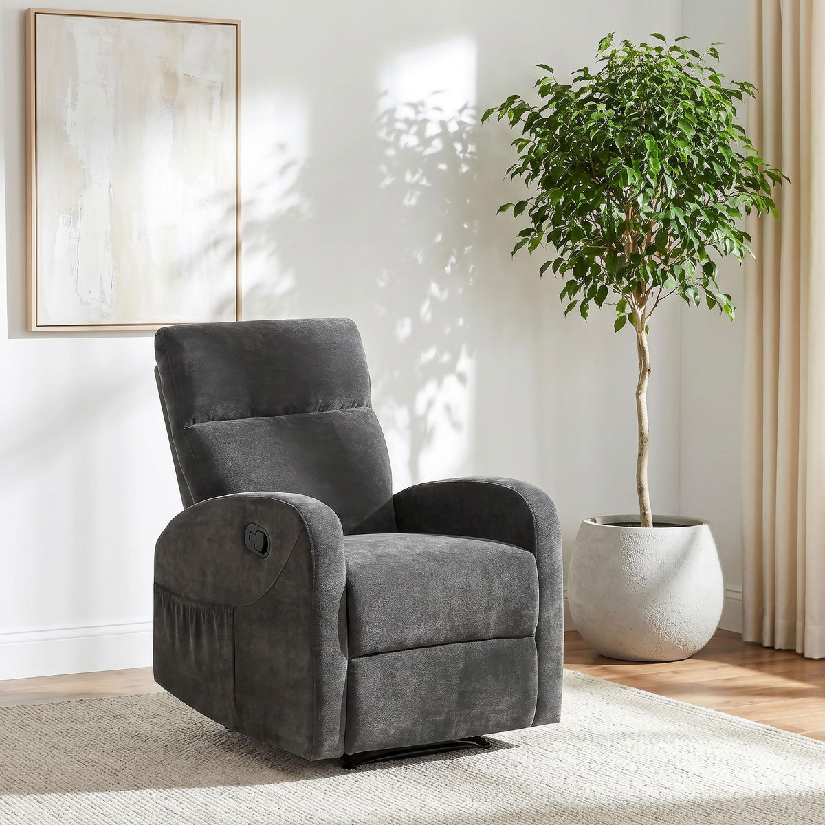 Hamilton Charcoal Grey Chenille Upholstered Manual Glider Recliner from Coaster - Luna Furniture