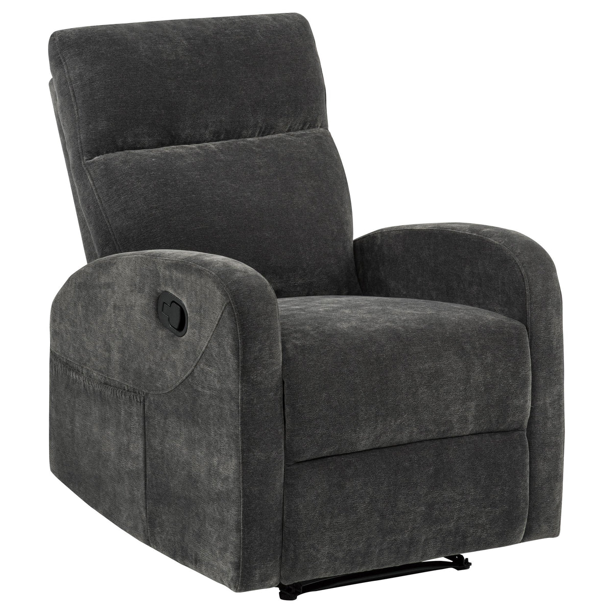 Hamilton Charcoal Grey Chenille Upholstered Manual Glider Recliner from Coaster - Luna Furniture