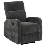 Hamilton Charcoal Grey Chenille Upholstered Manual Glider Recliner from Coaster - Luna Furniture