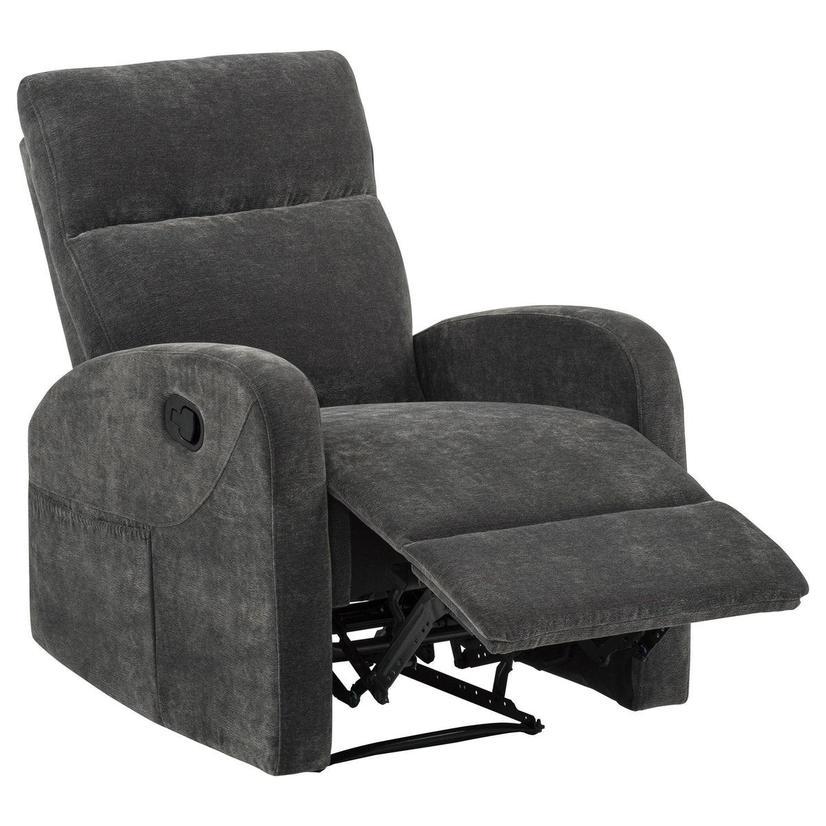 Hamilton Charcoal Grey Chenille Upholstered Manual Glider Recliner from Coaster - Luna Furniture