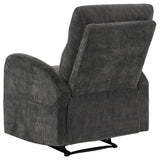 Hamilton Charcoal Grey Chenille Upholstered Manual Glider Recliner from Coaster - Luna Furniture