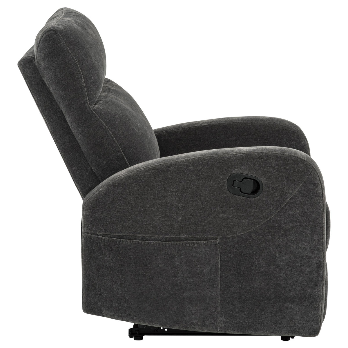 Hamilton Charcoal Grey Chenille Upholstered Manual Glider Recliner from Coaster - Luna Furniture