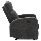 Hamilton Charcoal Grey Chenille Upholstered Manual Glider Recliner from Coaster - Luna Furniture