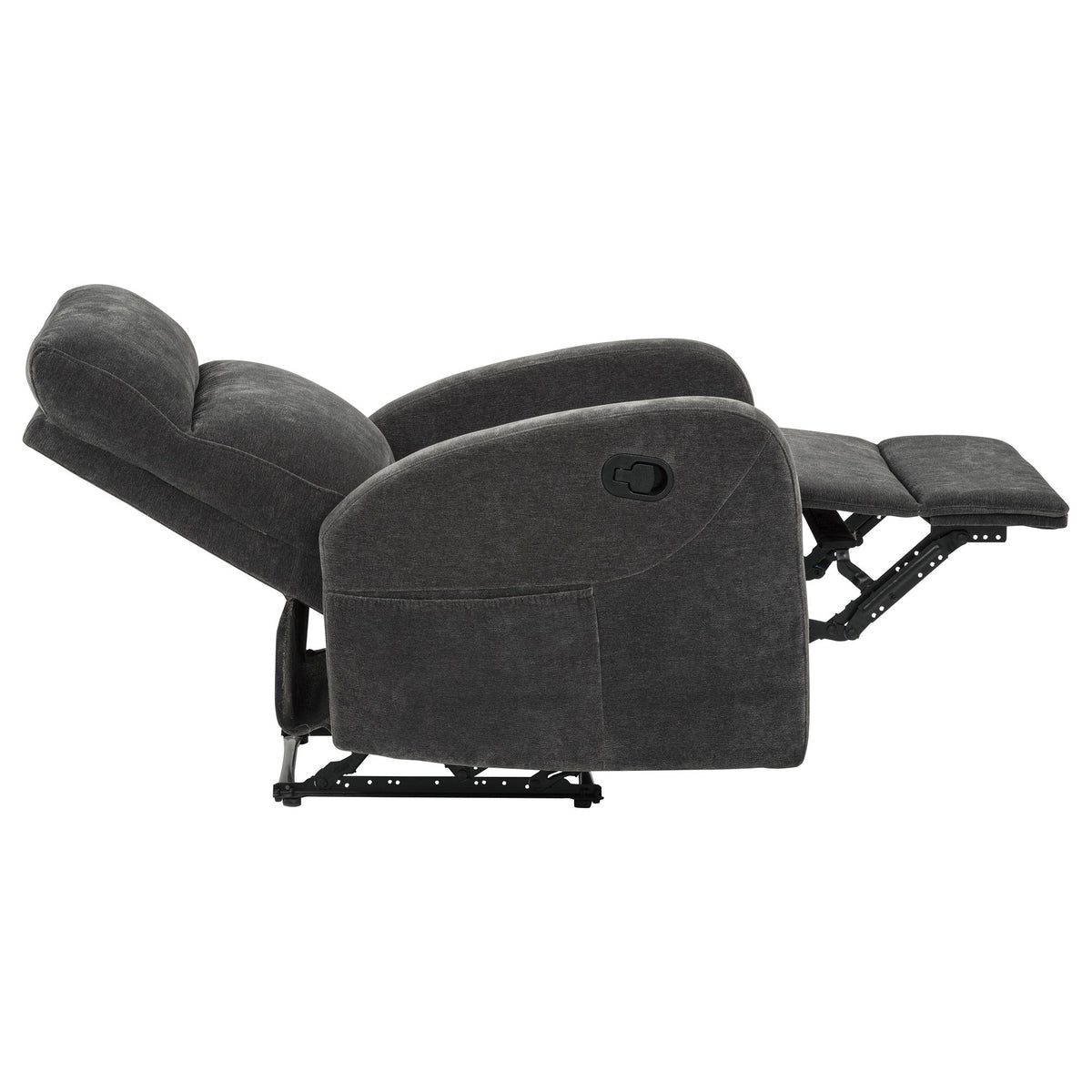 Hamilton Charcoal Grey Chenille Upholstered Manual Glider Recliner from Coaster - Luna Furniture