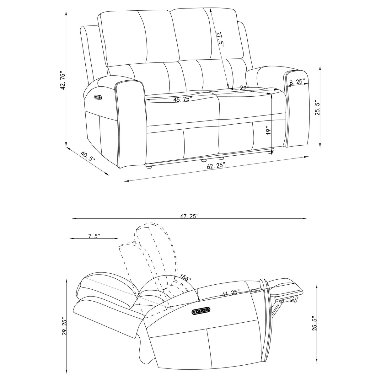 Brickston Charcoal 2-Piece Triple Power Reclining Living Room Set from Coaster - Luna Furniture