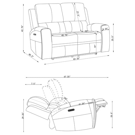 Brickston Charcoal 2-Piece Triple Power Reclining Living Room Set from Coaster - Luna Furniture