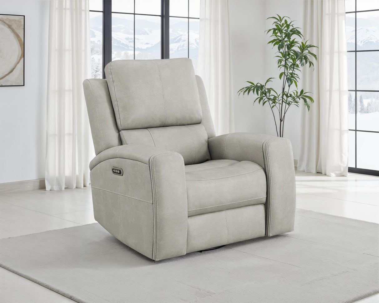 Brickston Gray Triple Power Swivel Glider Recliner from Coaster - Luna Furniture
