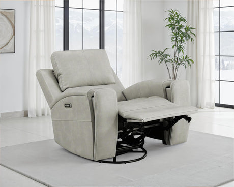 Brickston Gray Triple Power Swivel Glider Recliner from Coaster - Luna Furniture