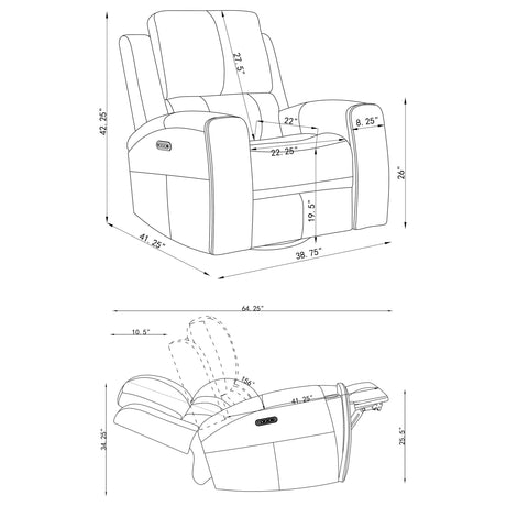Brickston Gray Triple Power Swivel Glider Recliner from Coaster - Luna Furniture
