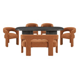 Marais Ebony/Orange Boucle 6-Piece Dining Set with Bench from Homelegance - Luna Furniture