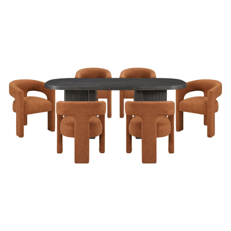 Marais Ebony/Orange Boucle 7-Piece 78" Dining Set from Homelegance - Luna Furniture
