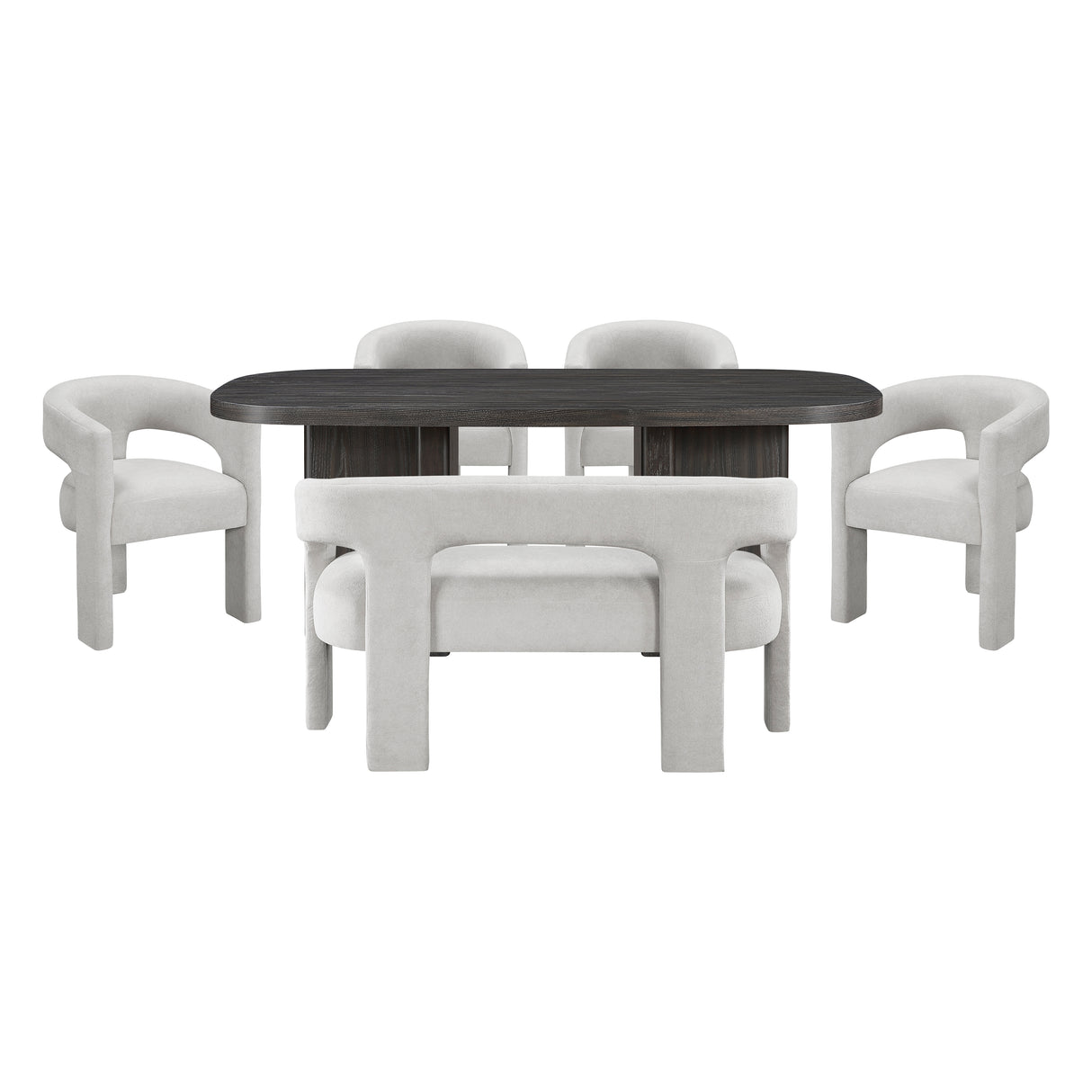 Marais Ebony/Light Gray Boucle 6-Piece 82" Dining Set from Homelegance - Luna Furniture
