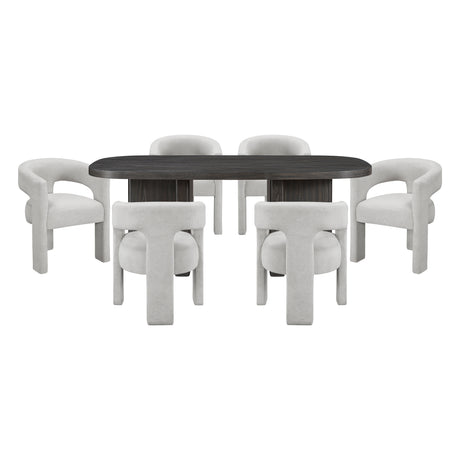 Marais Ebony/Orange Boucle 6-Piece Dining Set with Bench from Homelegance - Luna Furniture