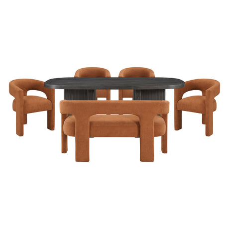 Marais Ebony/Orange Boucle 6-Piece 82" Dining Set from Homelegance - Luna Furniture