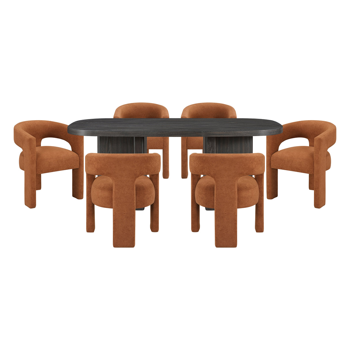 Marais Ebony/Orange Boucle 7-Piece 82" Dining Set from Homelegance - Luna Furniture