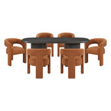 Marais Ebony/Orange Boucle 7-Piece 82" Dining Set from Homelegance - Luna Furniture