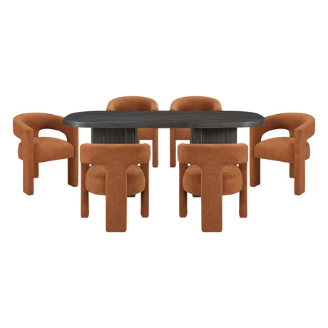 Marais Ebony/Orange Boucle 7-Piece 82" Dining Set from Homelegance - Luna Furniture