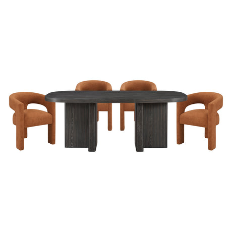 Marais Ebony/Orange Boucle 6-Piece Dining Set with Bench from Homelegance - Luna Furniture