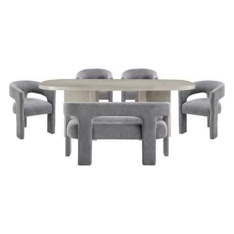 Marais Dark Gray 6-Piece Dining Room Set (Table & 4 Chairs & Bench) from Homelegance - Luna Furniture
