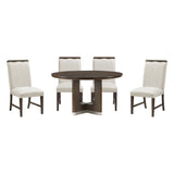 Clara Brown/Beige 5-Piece Round Dining Room Set from Homelegance - Luna Furniture