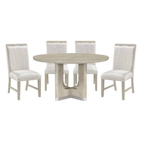 Clara Light Gray 5-Piece Round Dining Set from Homelegance - Luna Furniture