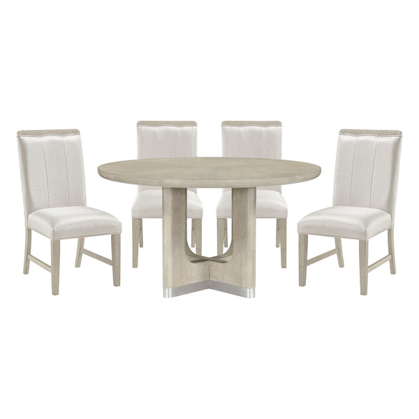 Clara Light Gray 5-Piece Round Dining Set