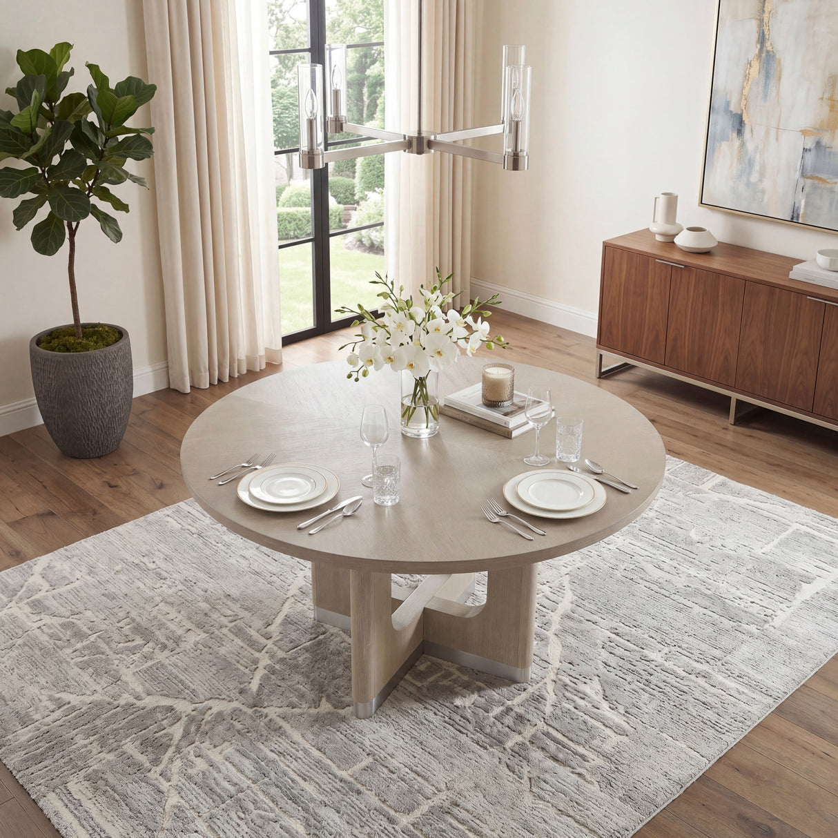 Clara Light Gray Round Dining Table
