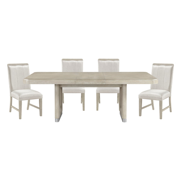 Clara Light Gray 5-Piece Expandable Dining Set