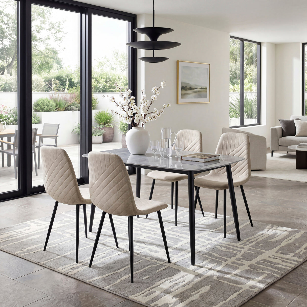 Clara Beige Upholstered Side Chair, Set of 2