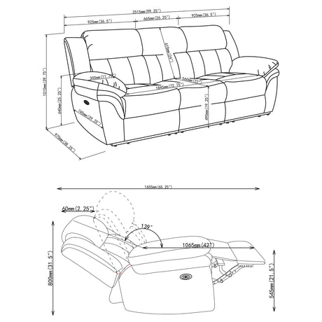 Bahrain Charcoal Power Sofa from Coaster - Luna Furniture