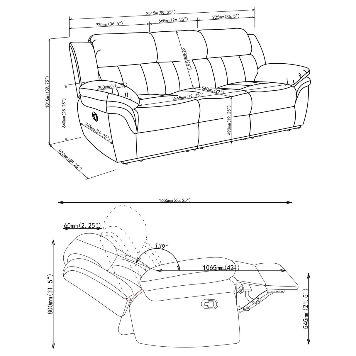 Bahrain Motion 3-Seater Motion Sofa from Coaster - Luna Furniture
