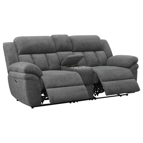 Bahrain Charcoal Power Loveseat with Console from Coaster - Luna Furniture