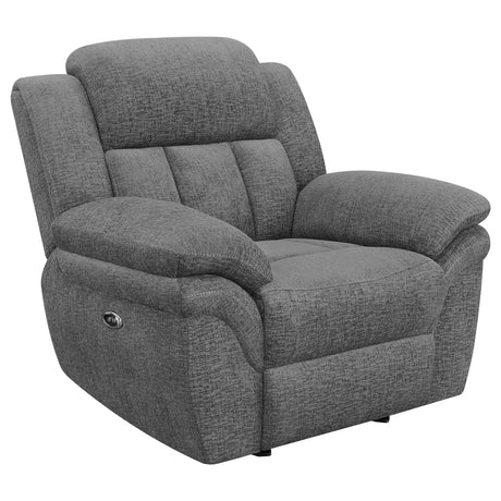 Bahrain Charcoal Upholstered Power Glider Recliner from Coaster - Luna Furniture