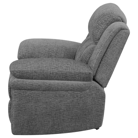 Bahrain Charcoal Upholstered Power Glider Recliner from Coaster - Luna Furniture