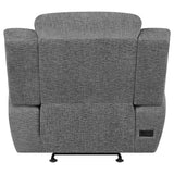 Bahrain Charcoal Upholstered Power Glider Recliner from Coaster - Luna Furniture