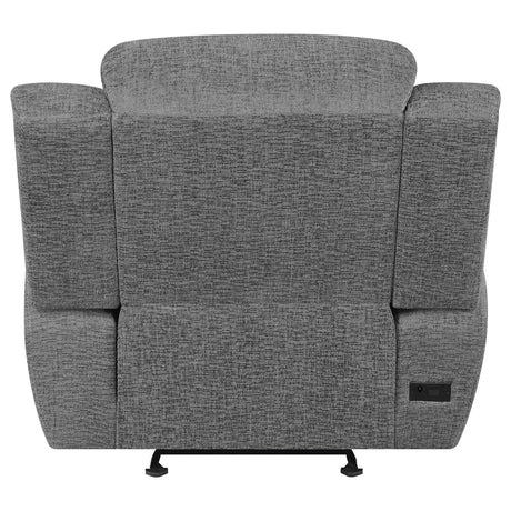 Bahrain Charcoal Upholstered Power Glider Recliner from Coaster - Luna Furniture