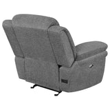 Bahrain Charcoal Upholstered Power Glider Recliner from Coaster - Luna Furniture
