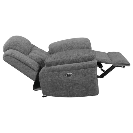 Bahrain Charcoal Upholstered Power Glider Recliner from Coaster - Luna Furniture