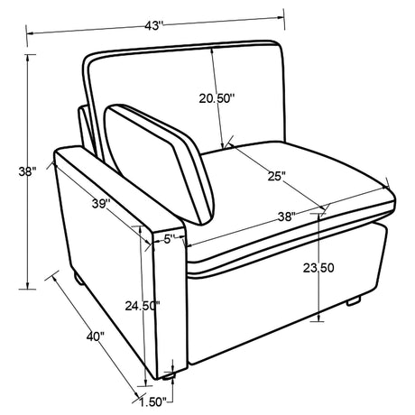 Collins Upholstered LAF Power Recliner Grey from Coaster - Luna Furniture