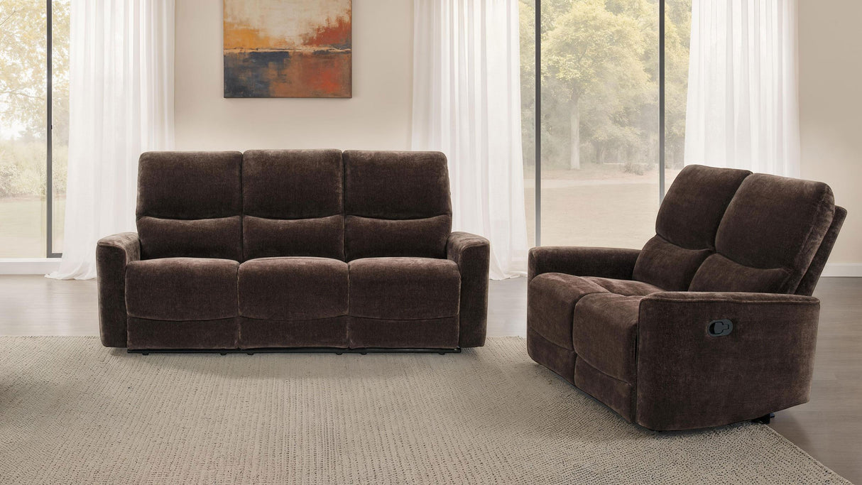 Navarro Dark Brown 2-Piece Upholstered Reclining Sofa Set from Coaster - Luna Furniture