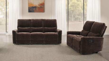 Navarro Dark Brown 2-Piece Upholstered Reclining Sofa Set from Coaster - Luna Furniture
