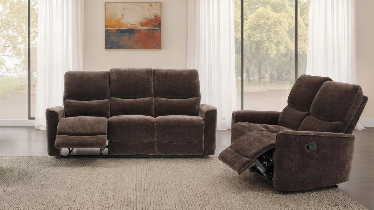 Navarro Dark Brown 2-Piece Upholstered Reclining Sofa Set from Coaster - Luna Furniture