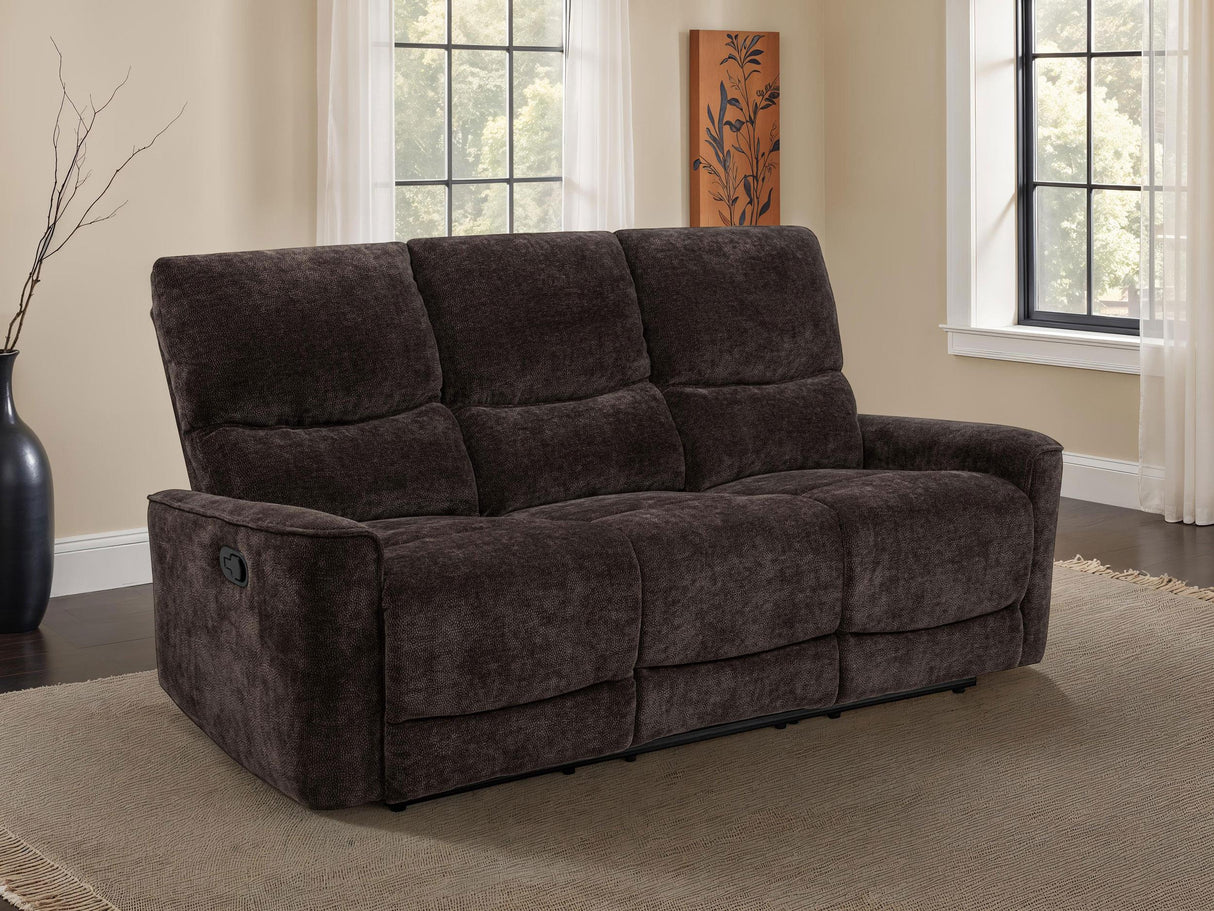 Navarro Dark Brown Chenille Upholstered Reclining Sofa from Coaster - Luna Furniture