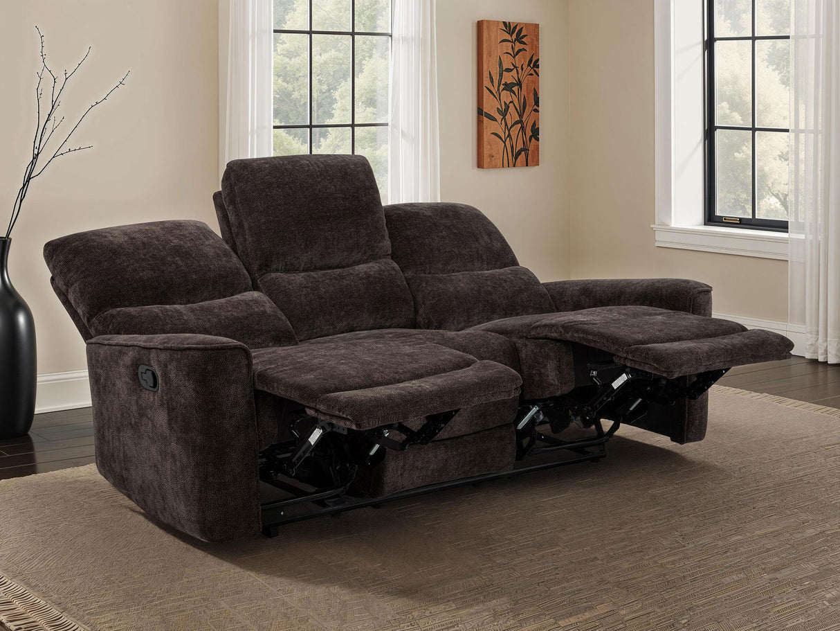 Navarro Dark Brown Chenille Upholstered Reclining Sofa from Coaster - Luna Furniture