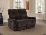 Navarro Dark Brown Chenille Upholstered Reclining Loveseat from Coaster - Luna Furniture